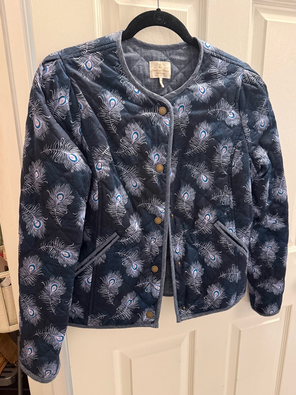 Barbour Pippa Reversible Quilted Jacket Peacock Print Blue